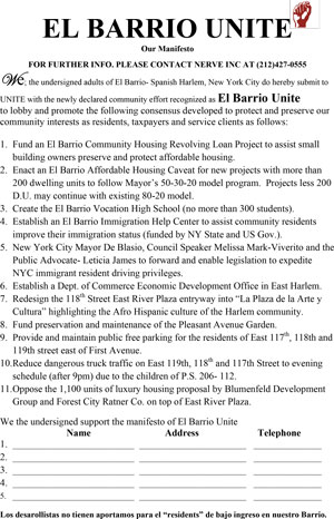 EL BARRIO UNITE AGAINST EAST RIVER PLAZA EXPANSION