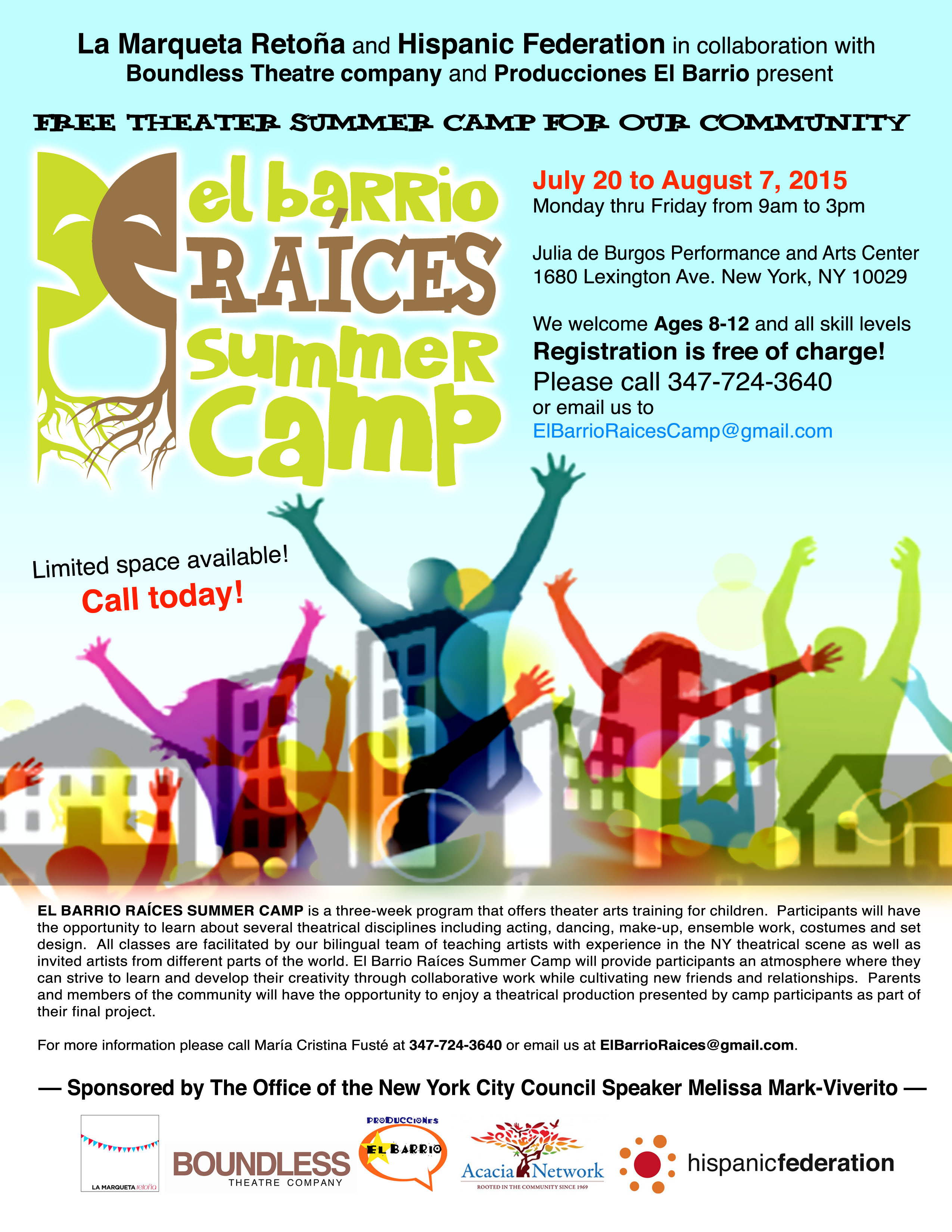 La Marqueta Retoña & Hispanic Federation Present El Barrio Raíces Summer Camp